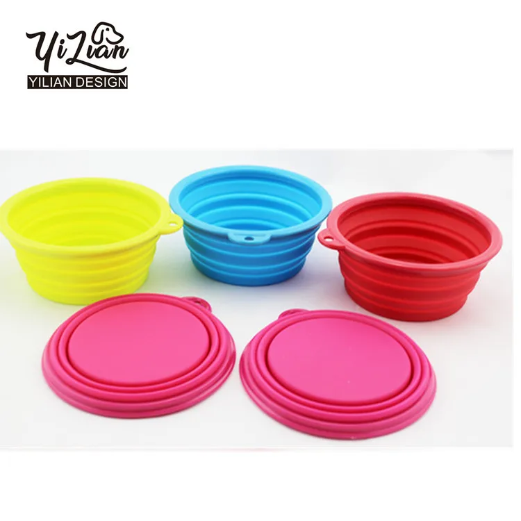 
Colourful folding carabiner silicone pet bowl for cat dog pet travelling collapsible pet cup 