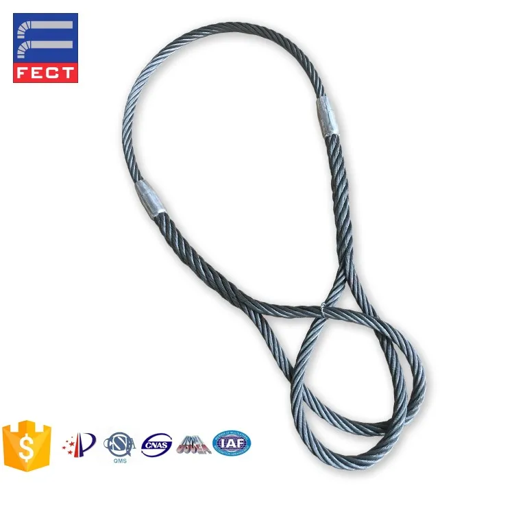 High Strength Pe Coated Galvanized Steel Wire Rope Ferrules Sling With Stainless Eyes Terminal