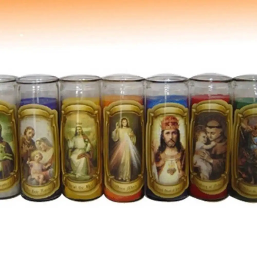 wholesale 7 day candles glass jar religious candle 8 inches