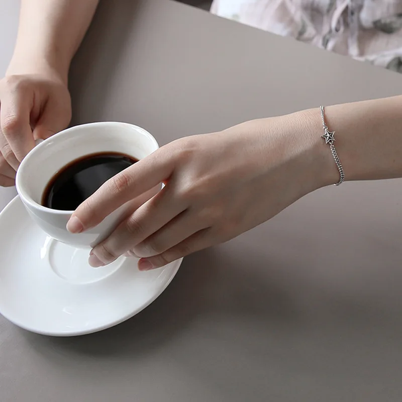 
Maxhen68 Korea handmade s925 Sterling silver fashion personality retro stars bracelet for women 
