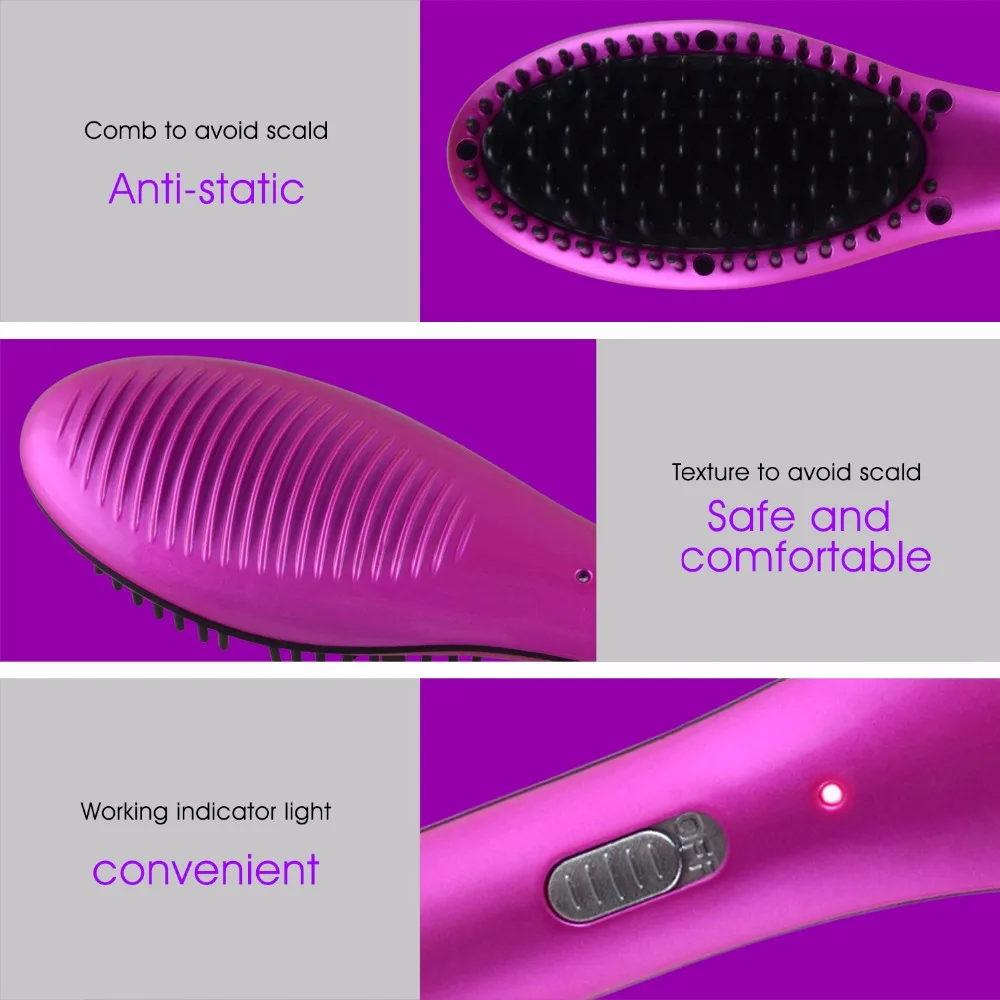 
mini straightening hair brush comb portable fast travel hair straightener brush 