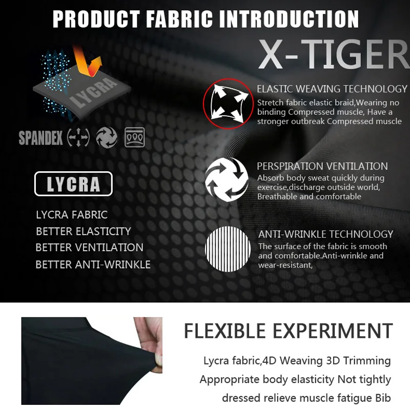 
X-Tiger Breathable Bicycle Shorts 100% Lycra Cycling Bib Pants Anti-sweat Quick Dry Durable Bike Tights Mtb Ropa Ciclismo 