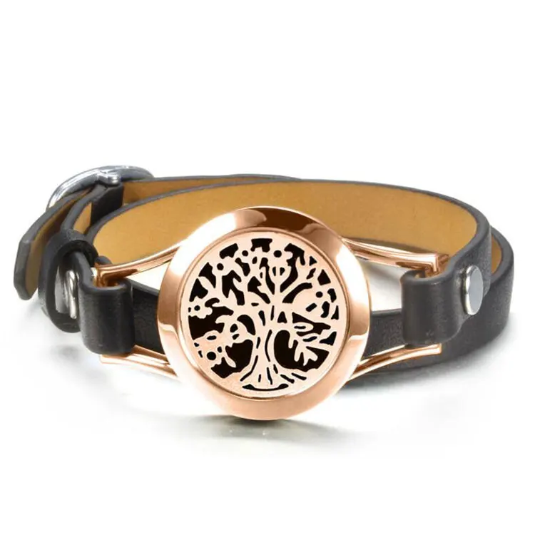 5% Discount Stainless Steel Women Bracelet Aromatherapy Essential Oil Diffuser Locket Leather Bracelet