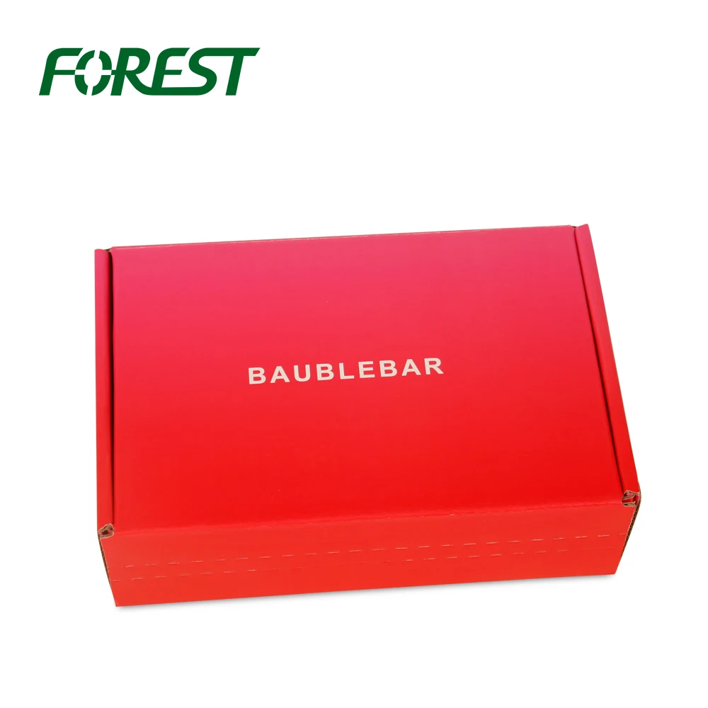 Factory direct red colored corrugated paper outer carton box with logo print