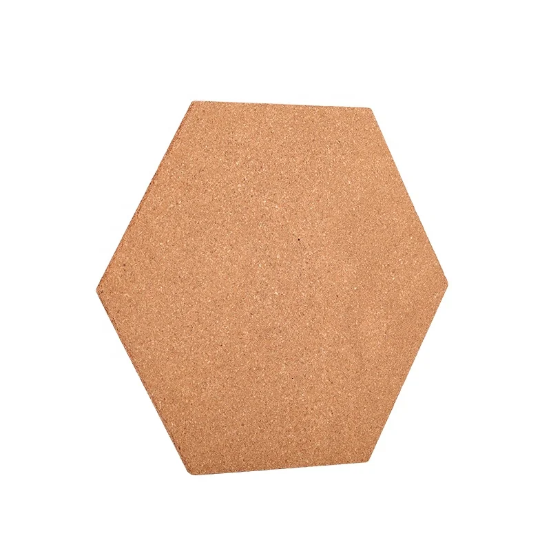 
8mm Custom Thickness Bulletin Push Pins Message Cork Sheet Tiles Board with Glue for Memo Hexagon Shape 