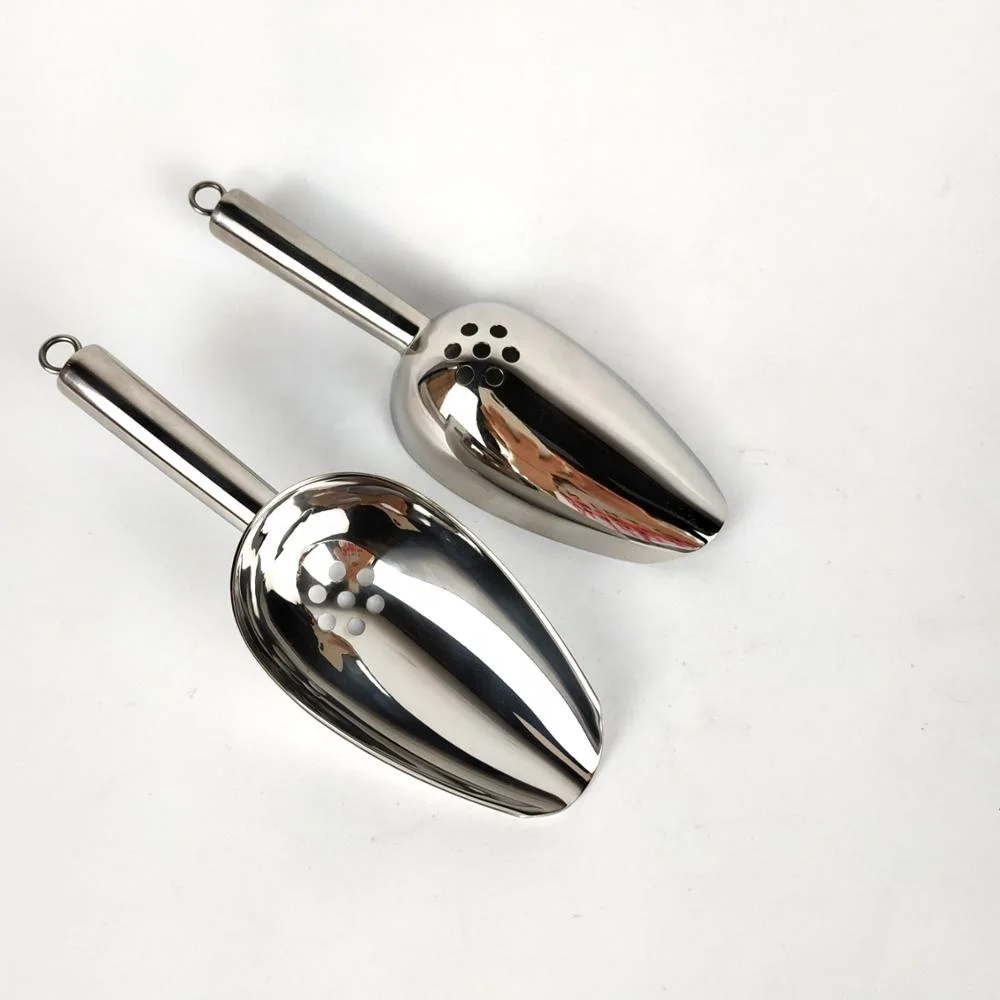 
Hot selling bar accessories stainless steel ice scoop food bean shovel metal ice scoop 