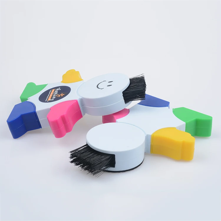 High Quality Promotional Snowman Shape 4 Color Highlighter Pen Set with Keyboard Brush