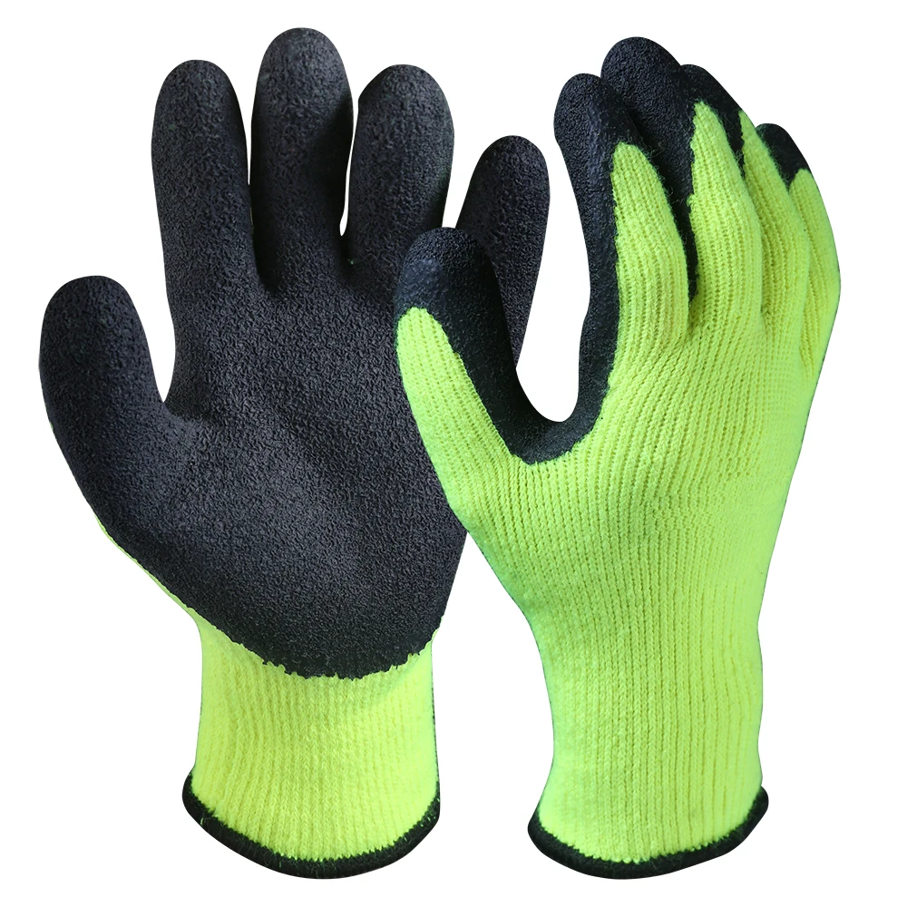 LCG-03 BAISITE Hi Vis Green on Palm and Cold Protection High Tear Resistant Latex Coated Acrylic Gloves for Construction