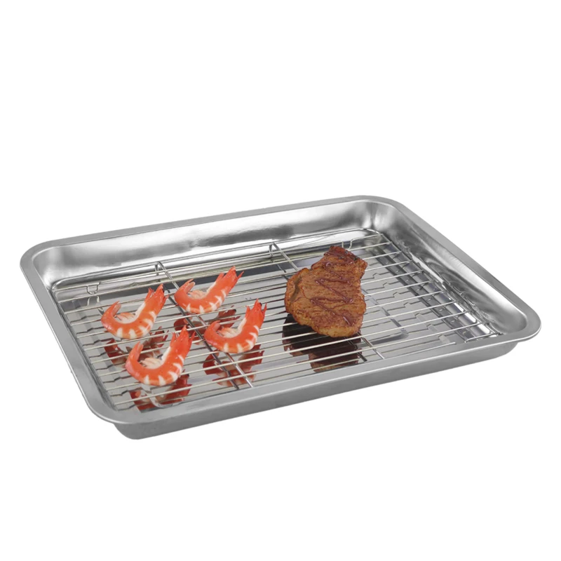 
Stainless Steel Baking Pan Tray Cookie Baking net with Cooling Rack 