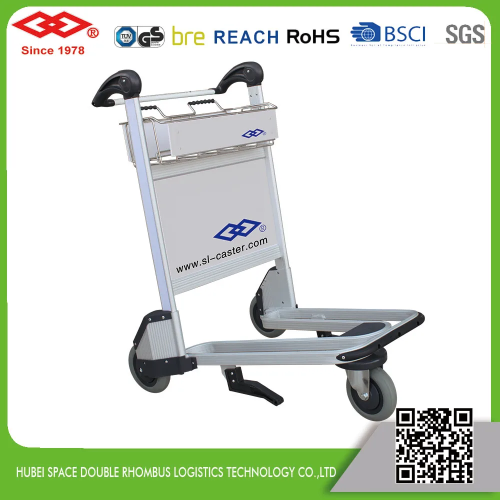 Airport luggage trolley with brake