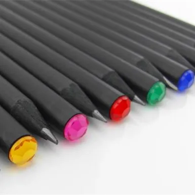 
2020 new products customs Black wood HB pencil with crysta stone 