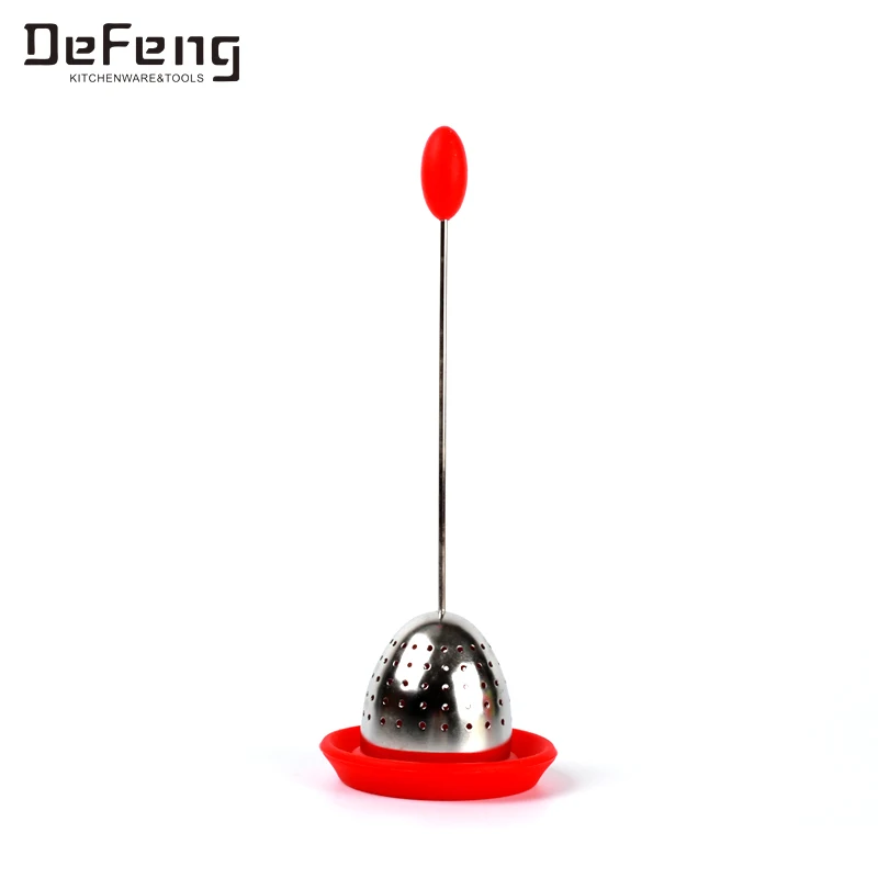 Stainless steel tea filter tea infuser with red color  tray