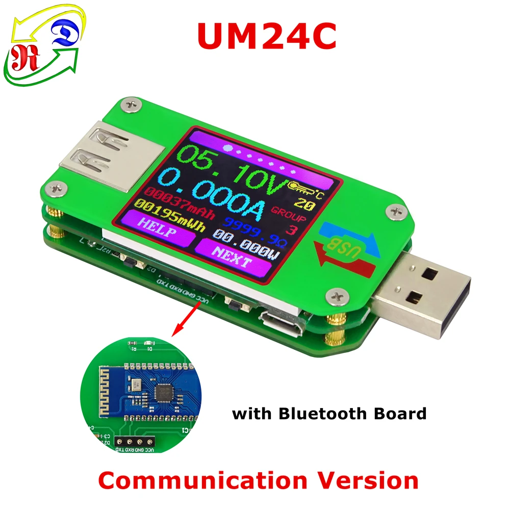 RD UM24C USB 2.0 цветной ЖК-дисплей Вольтметр amperimetro как заряда батареи измерения сопротивление кабеля тестер напряжения Амперметр