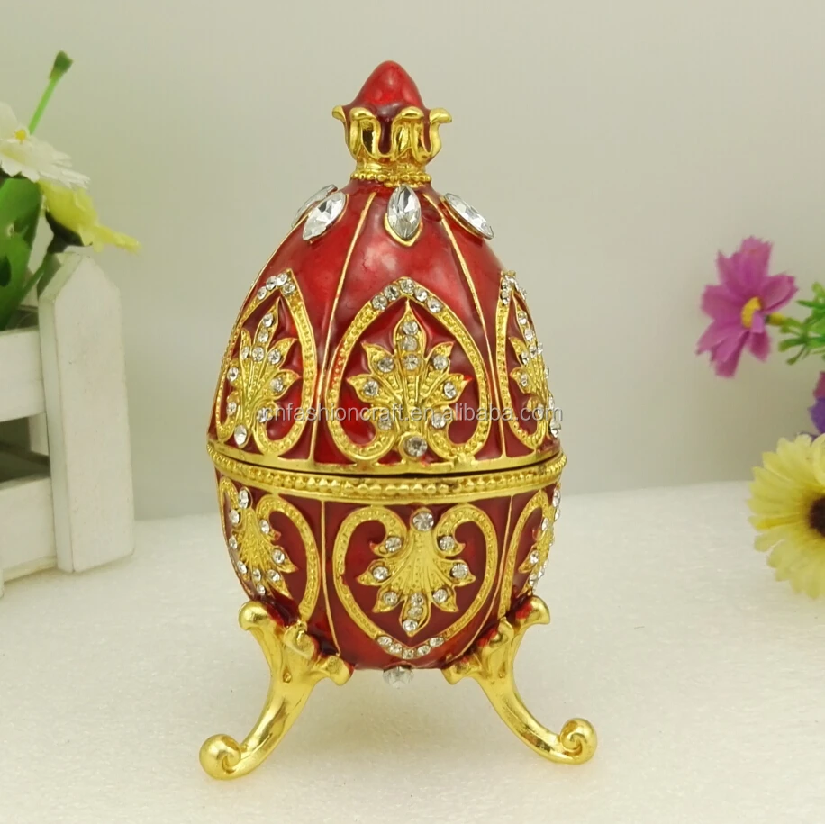 Faberge Egg Style Trinket Box Enameled Jewelry Box Unique Decorative Metal Box Classic Ornaments Gift for Home Decor,