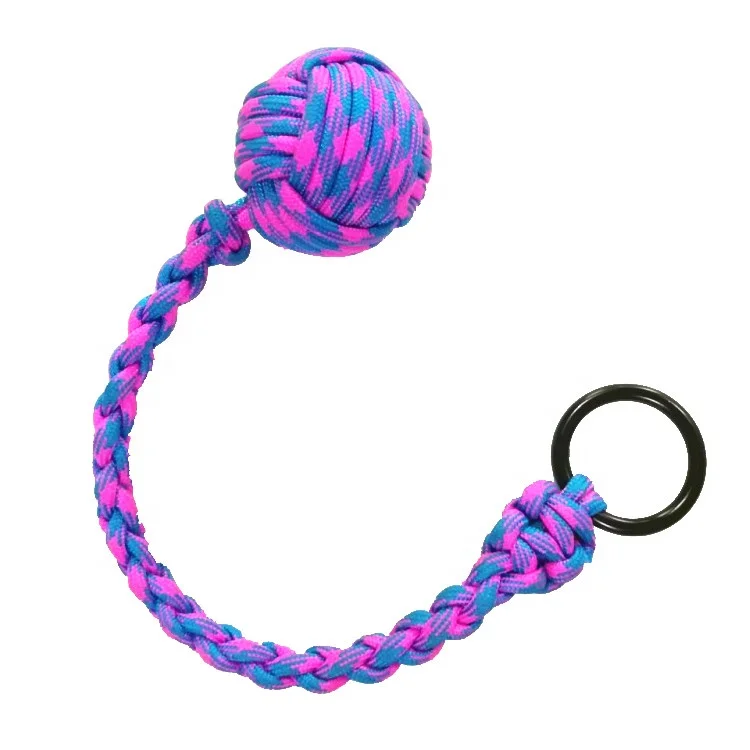 
Outdoor Multi Color Self Defense Paracord Monkey Fist With Metal Ball Tactical Gear Survival 550 Paracord Keychain 