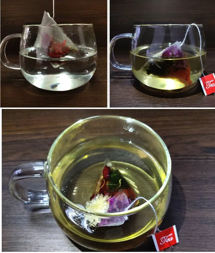 
Wholesale Food Grade Biodegradable Empty pyramid Nylon drawstring Tea Bag 