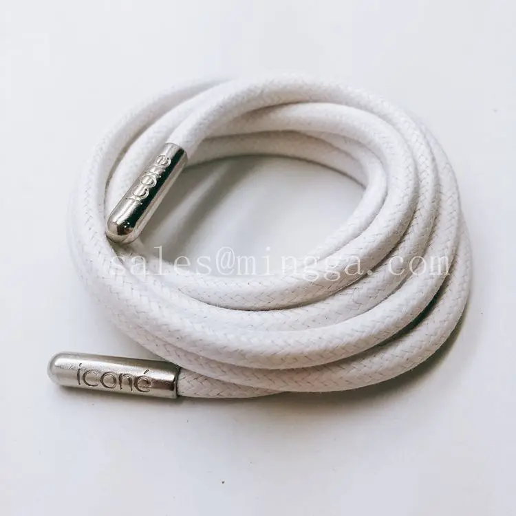 7 мм хлопковый шнур для толстовки на заказ, шнурок для одежды с металлическими наконечниками