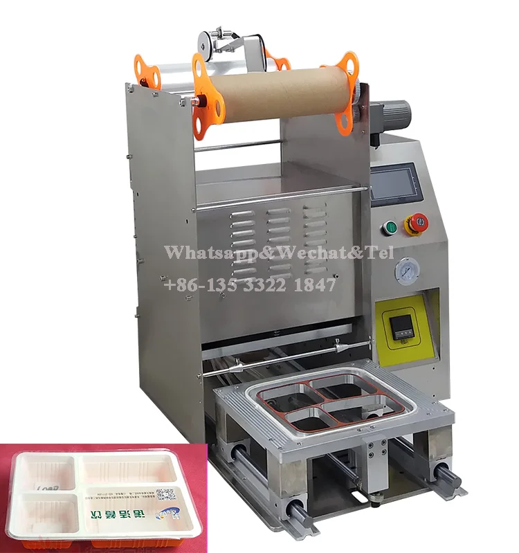 Meat tray/meat box sealing machine sealed with PP film/Automatic meat box sealing machine