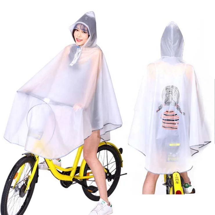 EVA girls white transparent women rain wear suit waterproof reflective tape women clear motorcycle rain coat with reflector