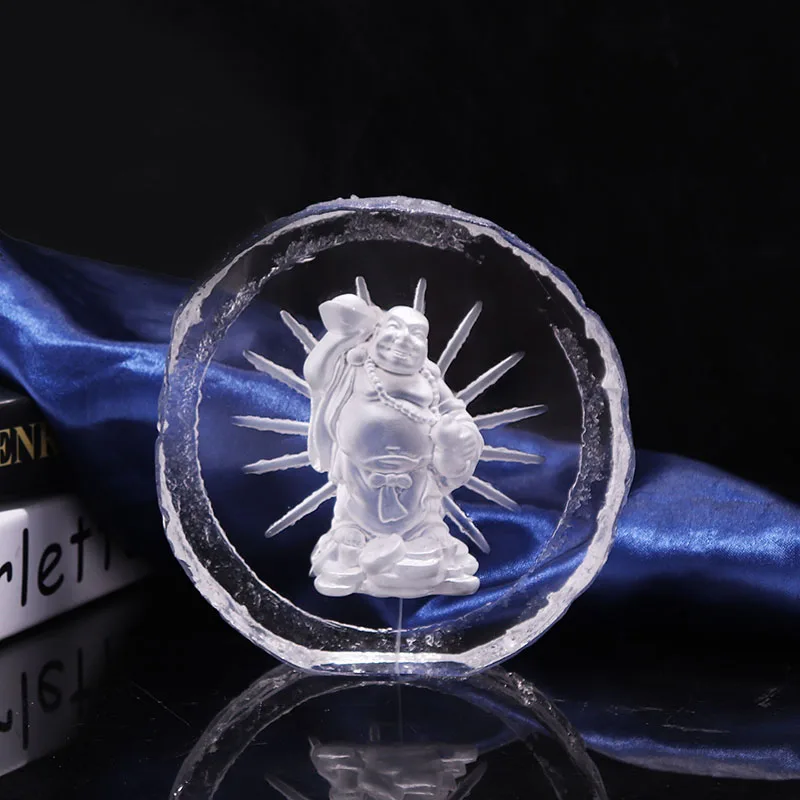 Pujiang kinsam crystal factory direct sales for temple living room display crystal Buddha statue