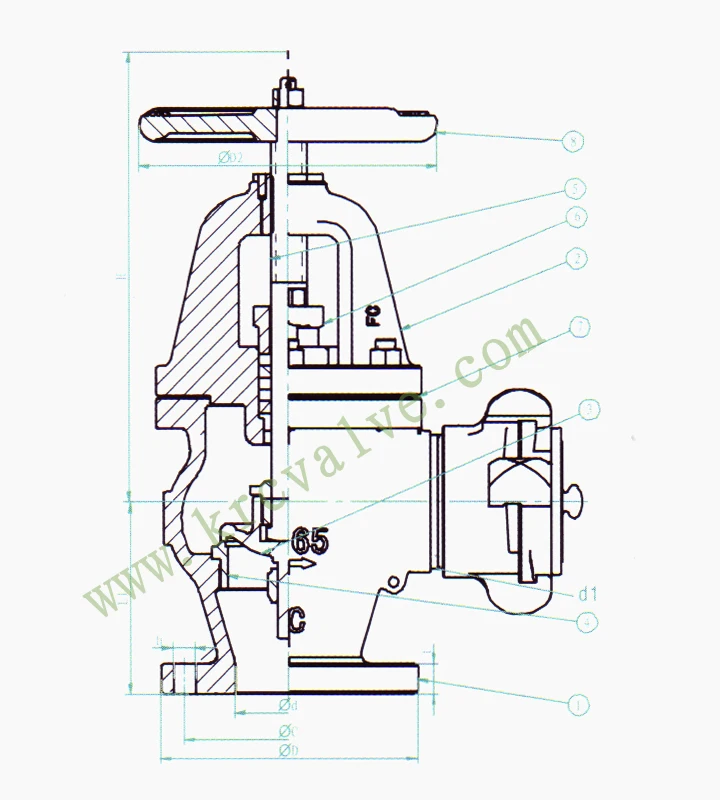 JIS Marine Hose Valve F7333B Angle type