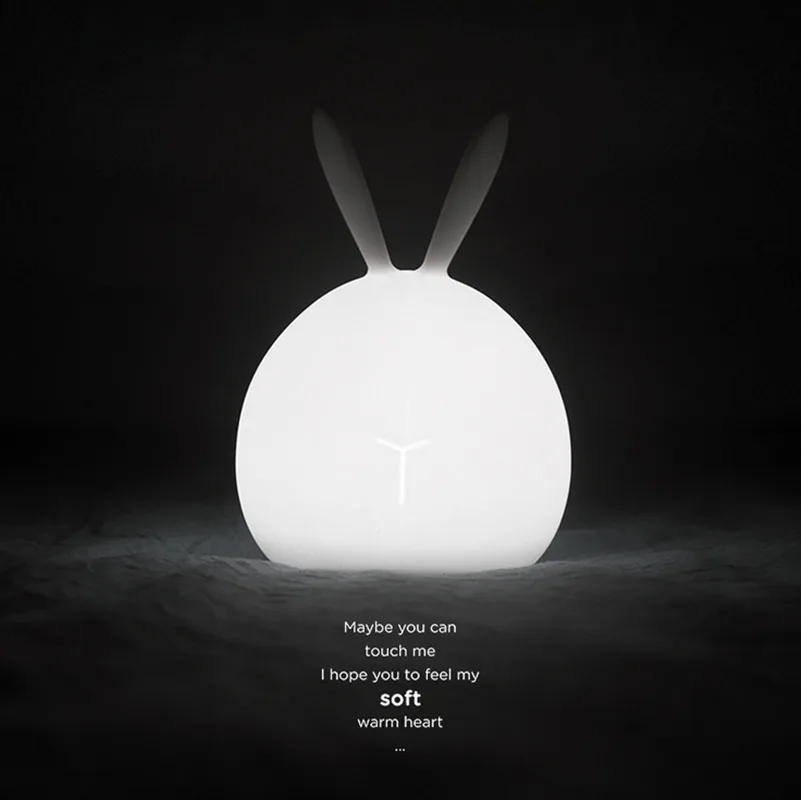 Newest modern Children Night Light Lamp Soft silicone Touch color changing LED Lamps Cute Bunny Rabbit for kids bedroom