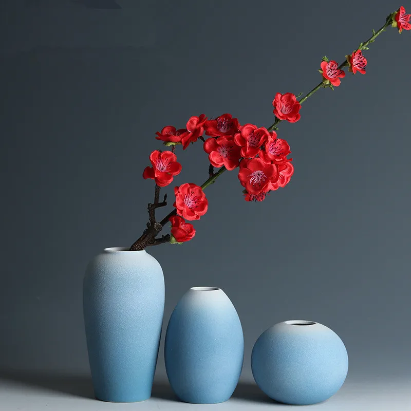 Китайский поставщик, недорогая синяя керамическая ваза, украшение для дома