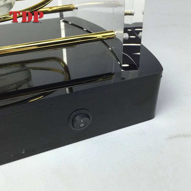 Custom LED Illuminant LOGO Vintage Port Liquor Display rack Acrylic Wine Bottle Holder with Metal Cradle