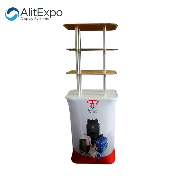 Портативный стол для рекламных выставок из натянутой ткани на