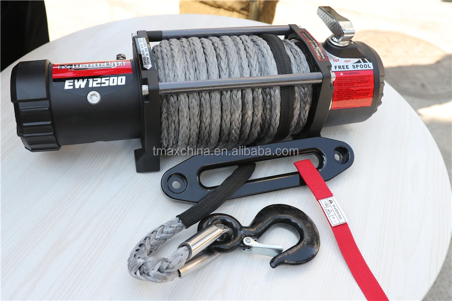T-MAX Musclelift 12V Steel Cable Rope Electric Motor Winch 12500 lbs for 4x4 Car atv Auto Truck