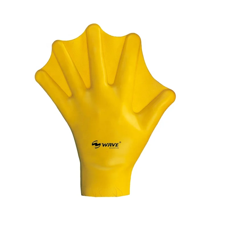 WAVE yellow silicone training small kids swim agility hand paddles images for swimming