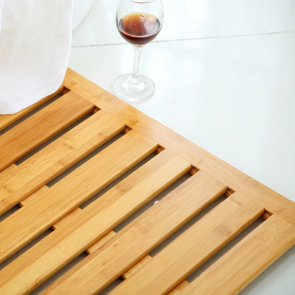 Wooden Bamboo Bathroom Accessories Eco-friendly Bath Shower Floor Mat Natural Bathroom Non Slip Mat Classic,morden Luxury Modern