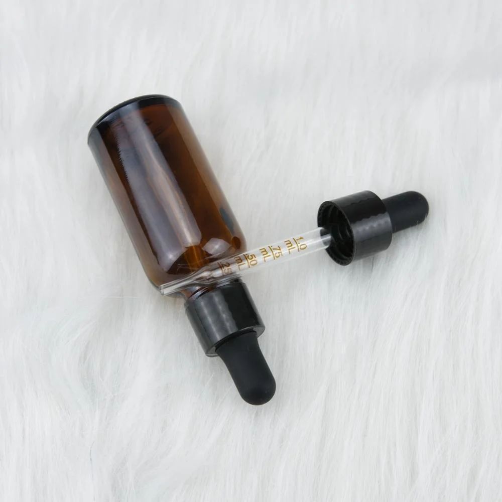 18mm glossy dropper cap with food grade graduated glass pipette for essential oil bottle vials