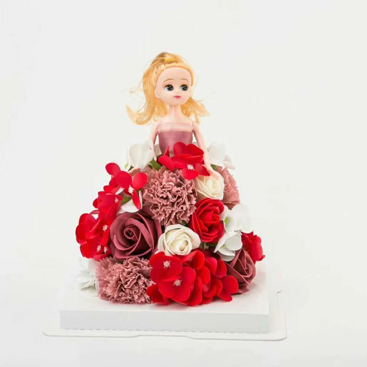 
New product ideas 2018 clear plastic pvc artificial flowers preserved flower cute barbie doll for DIY decoration gift 