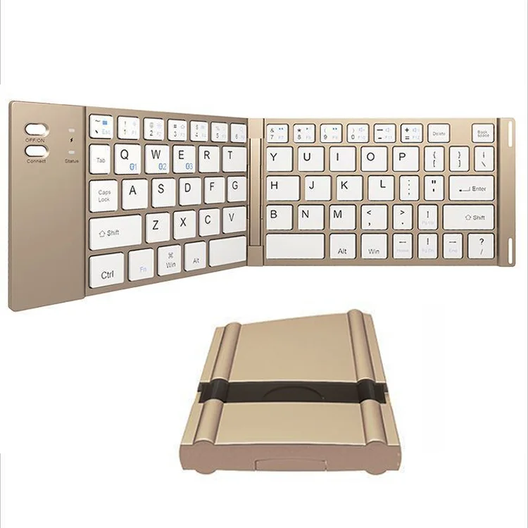 Rechargeable BT Wireless Folding Keyboard Portable Mini Foldable Wireless BT Keyboard for iPad