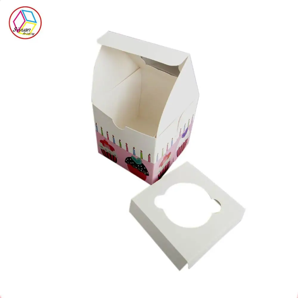 Custom Clear Cake Box Cupcake Box with Window Food Cajas Para Cupcakes Customized SY Paperboard Cupcake Box and Packaging Pink