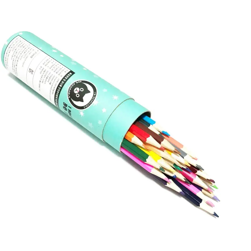 Natural Wood Rainbow Colour Drawing Artist Colored Pencils Set for Kids 24 Color Pencil