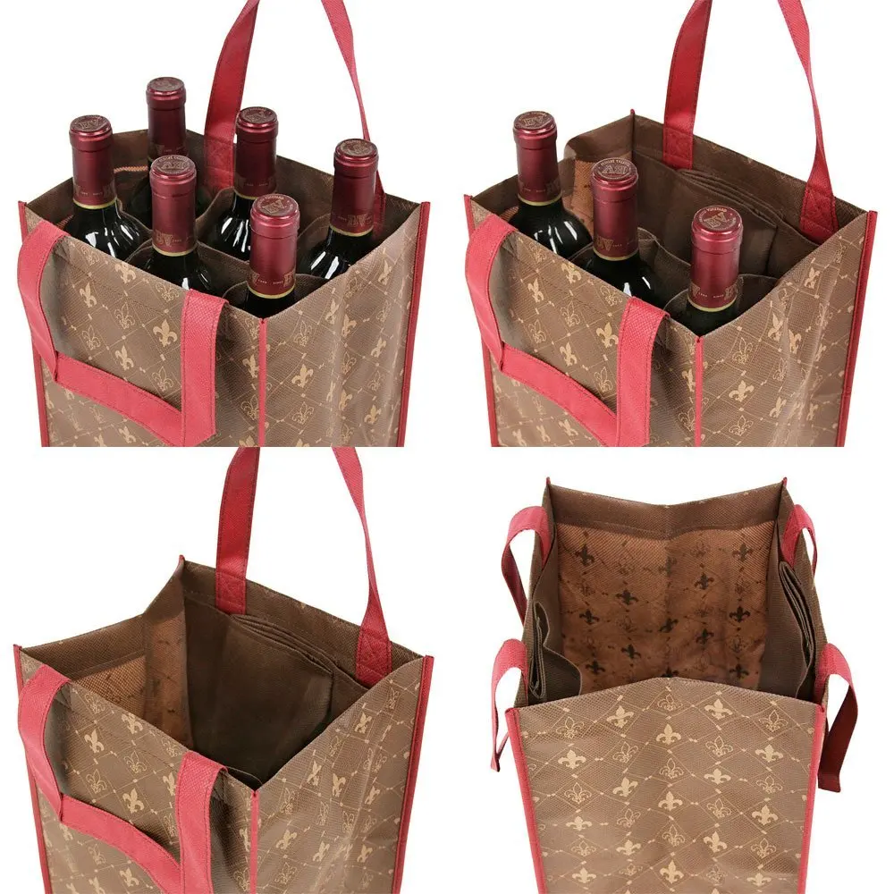 custom 6 bottle wine bag,non woven wine bags for wine