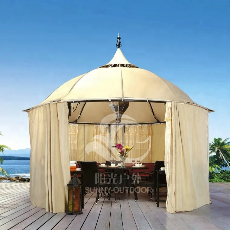 Outdoor Luxury Round Gazebo with Bench Mosquito Net Arabic Tent 400cm
