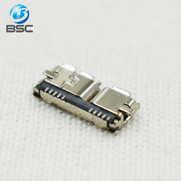 PCB Soldering Connector SMD Micro USB 3.0 Type B Female Socket Solder Jack 180 Degree for Portable Hard Drive