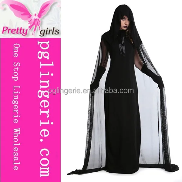 Black halloween witch costume for Adult Long Vampire Witch Costumes Dress