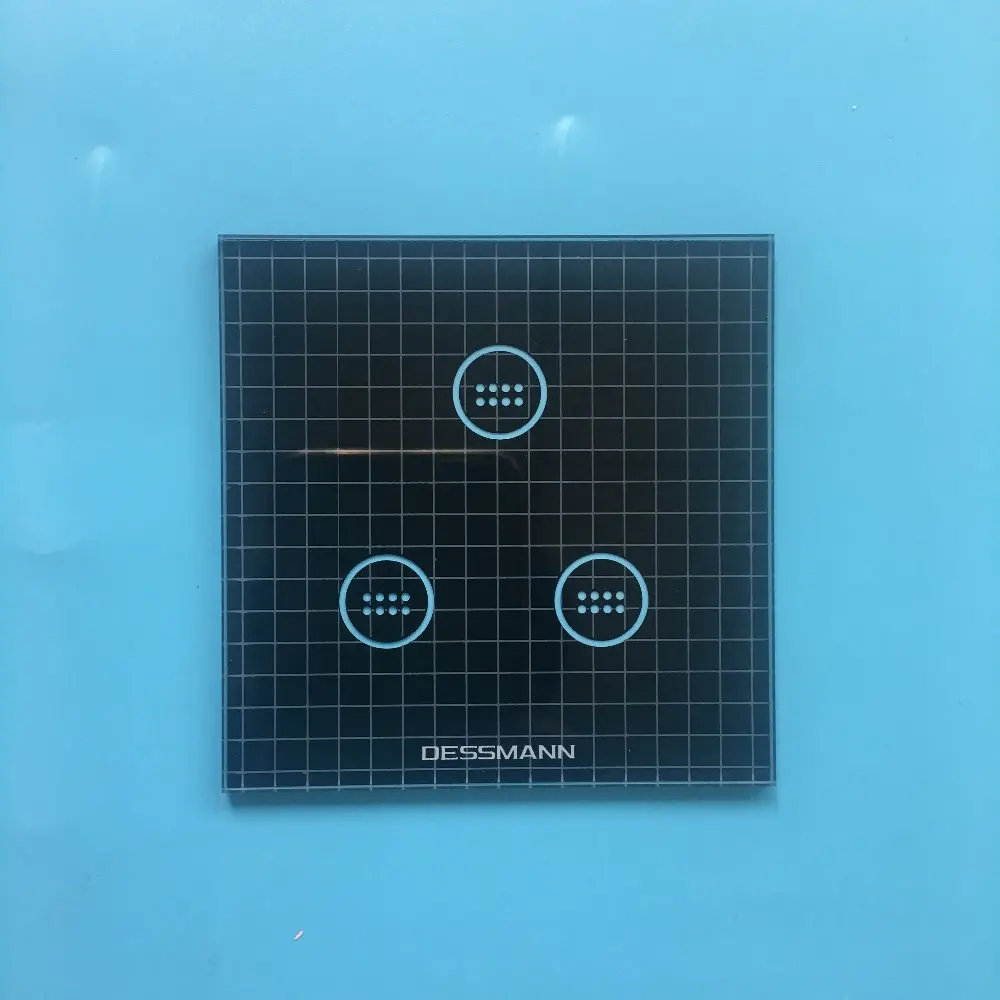 Tempered Glass Touch Panel 3 Gang Wifi Remote Control Electric Wall Light Switch US Standard for Smart Home System