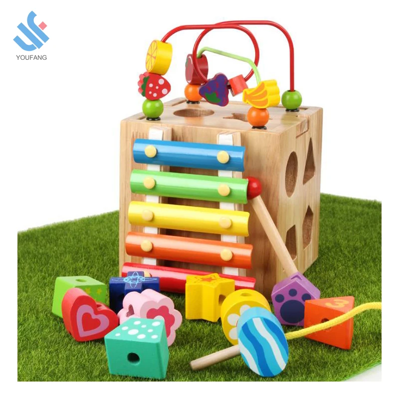 YF-M624 Wholesale educational popular multifunction wooden bead maze wooden music instrument toy for kids