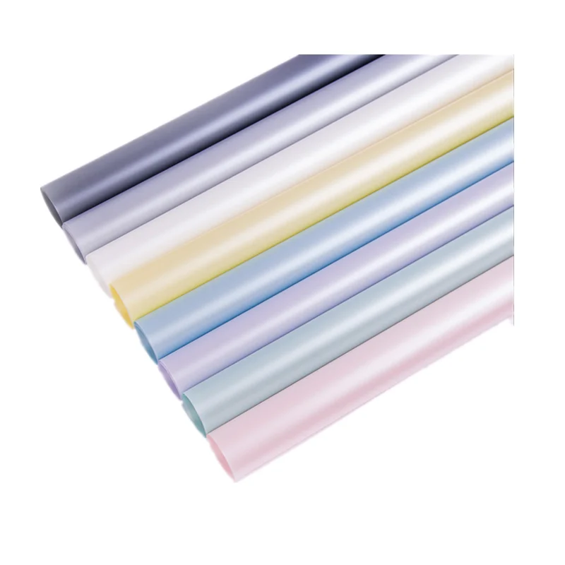 
Transparent BOPP laminated color silk Glass paper waterproof flower wrapping paper 