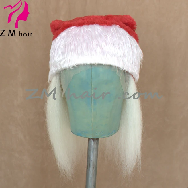 Christmas Cool Yak Hair Full Lace Santa Claus Half Wig