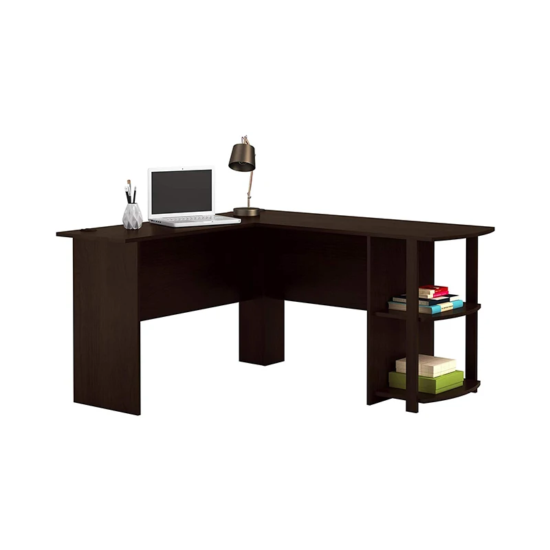 Домашняя L-образная компьютерная угловая настольная книжная полка