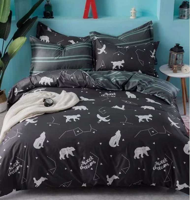 3 Piece home bedding comforter sets luxury- Home textile luxury satin patchwork quilt- Microfiber sheet set