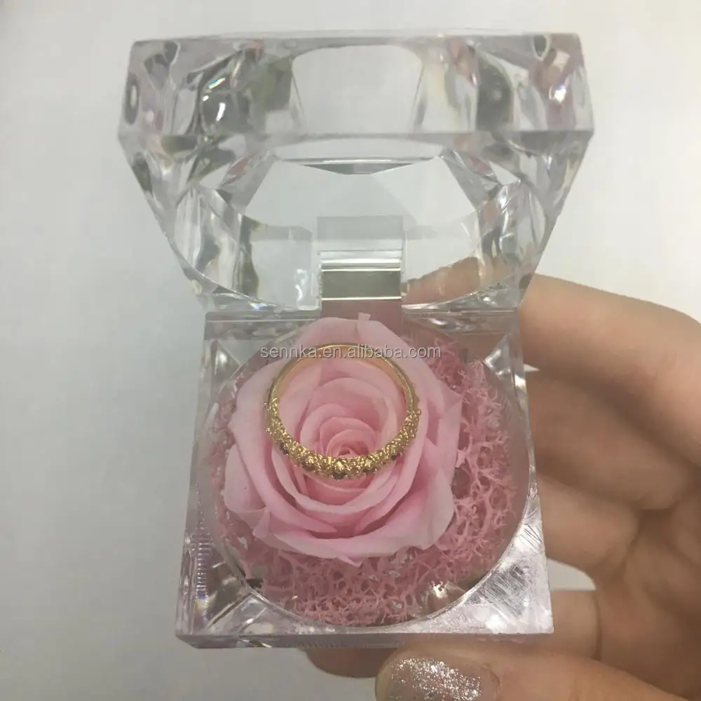 preserved flower rose longlasting ring box pink eternal rose over 25 colors available moss arrangements cheap price