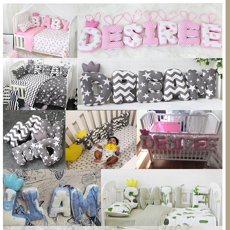High quality Kids Stuffed Toys Room Decoration cunas para bebes decoradas letter bumper baby bedding crib sets