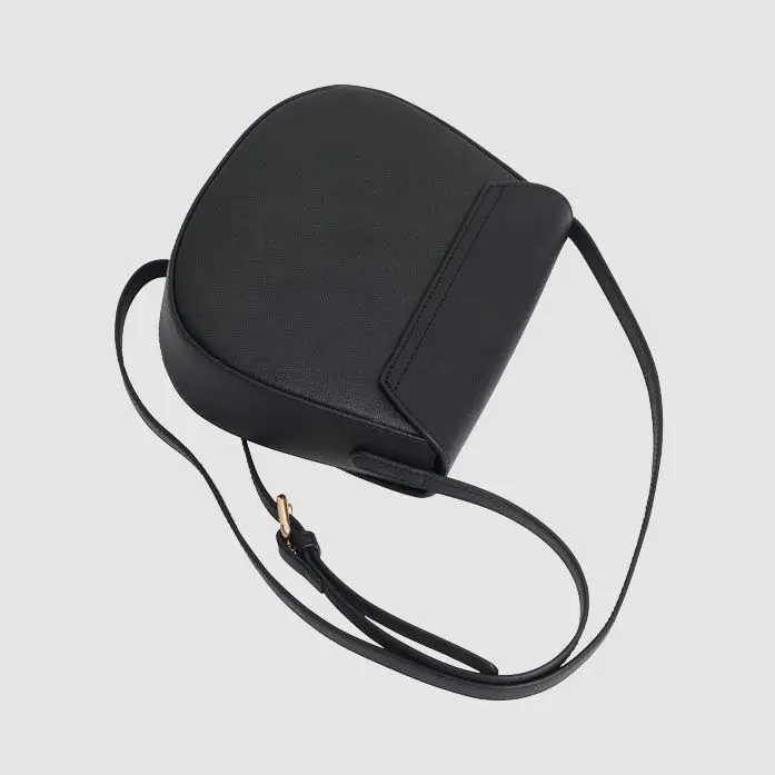 Factory wholesale black full grain saffiano leather crossbody leather saddle handbag